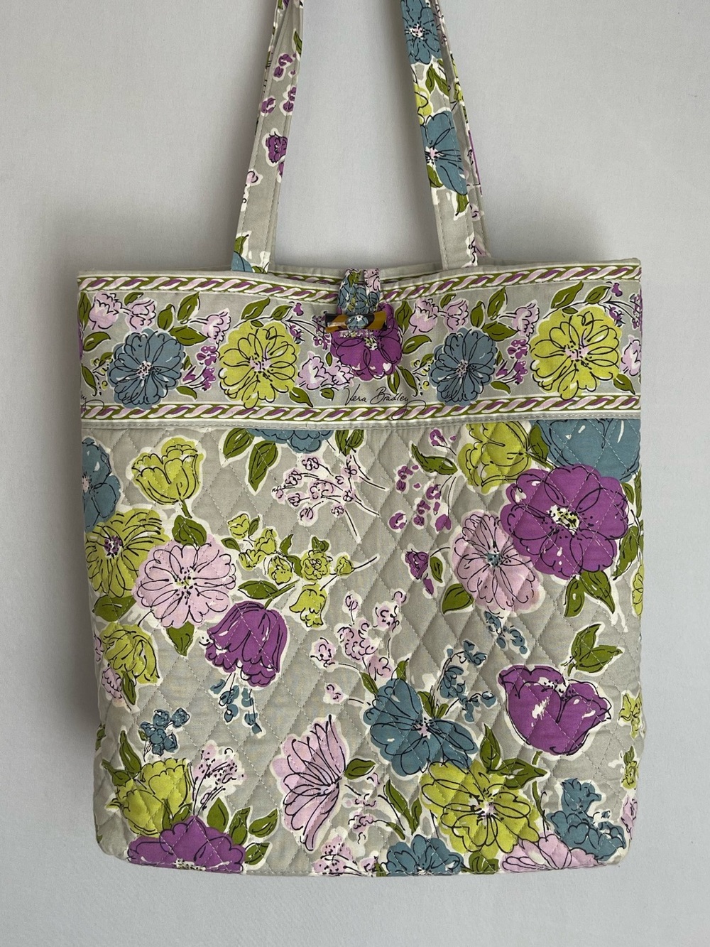 Vera Bradley Watercolor Floral Tote Bag Tortoise Shell Toggle